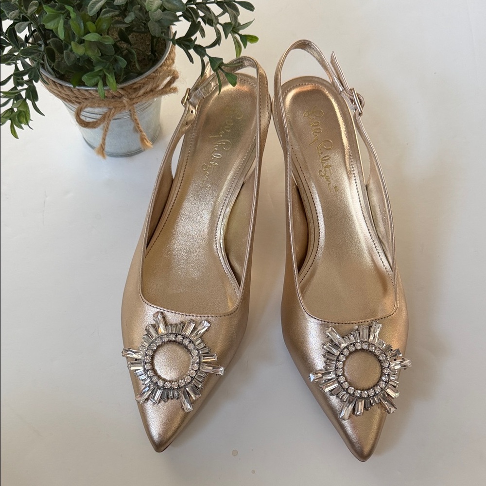 🆕 LILLY PULITER Slingback Rhinestone Heels